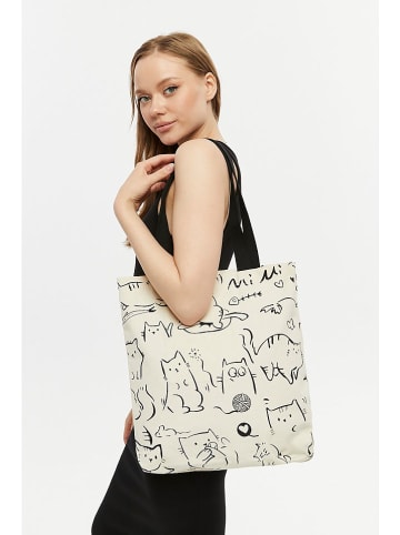Lucky Bees Shopper in Beige - (B)38 x (H)42 x (T)8 cm