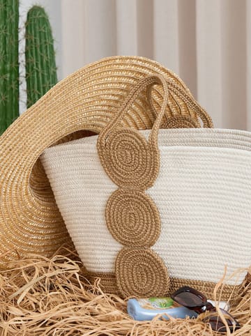 Lucky Bees Shopper bag w kolorze beżowo-białym - 40 x 30 cm