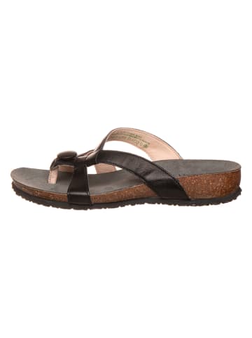 Think! Leren teenslippers zwart