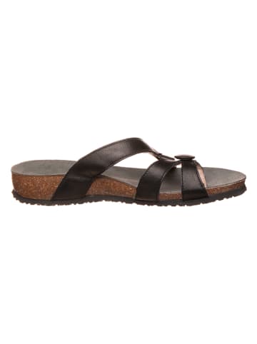 Think! Leren teenslippers zwart
