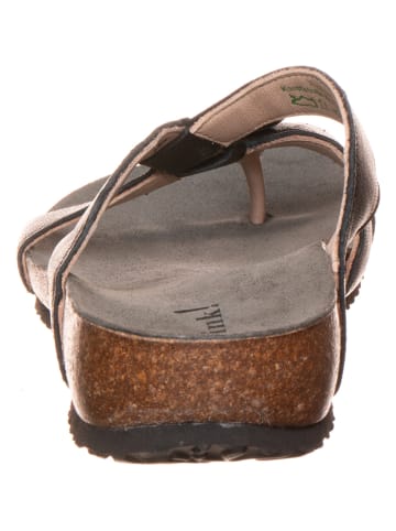 Think! Leren teenslippers zwart