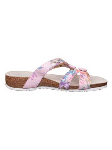 Think! Leder-Zehentrenner in Rosa/ Bunt