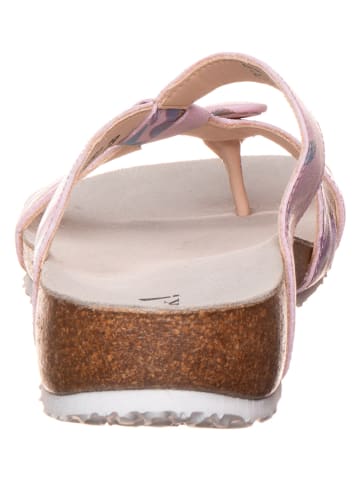 Think! Leren teenslippers lichtroze/meerkleurig