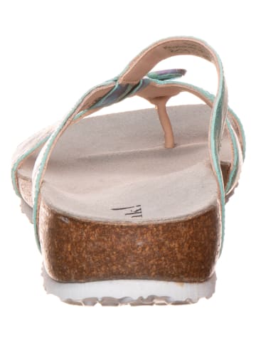 Think! Leren teenslippers lichtblauw/meerkleurig