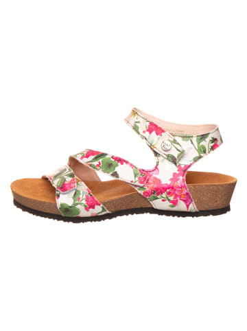Think! Leder-Sandalen "Flamingo" in Weiß/ Bunt