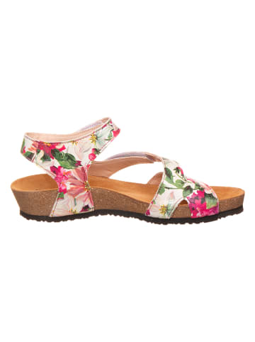 Think! Leder-Sandalen "Flamingo" in Weiß/ Bunt