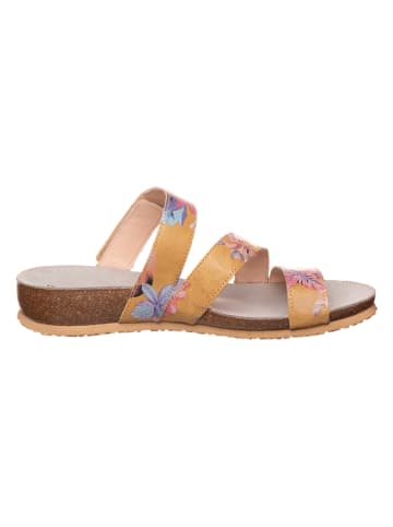 Think! Leder-Pantoletten in Orange/ Bunt