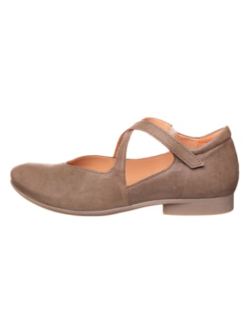 Think! Leder-Spangenballerinas in Hellbraun