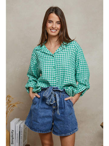 Plume Blouse "Amily" groen/wit
