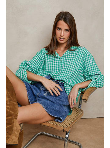 Plume Blouse "Amily" groen/wit