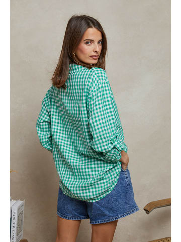 Plume Blouse "Amily" groen/wit