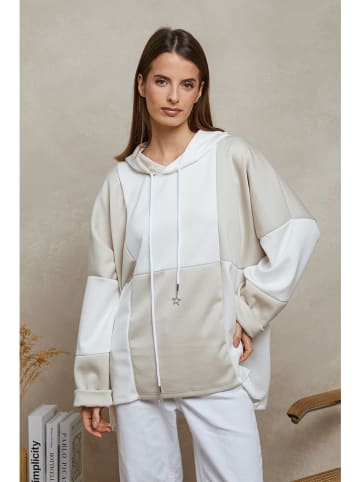Plume Hoodie "Azika" in Beige/ Weiß