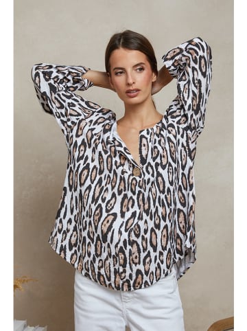 Plume Bluse "Chaline" in Weiß/ Schwarz