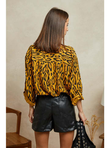 Plume Bluse "Chaline" in Senf/ Schwarz