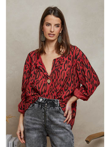 Plume Blouse "Chaline" rood/zwart