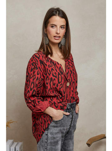 Plume Blouse "Chaline" rood/zwart