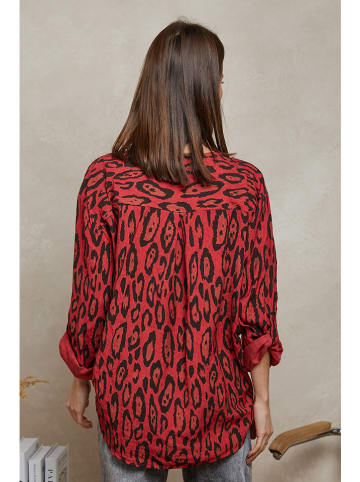 Plume Blouse "Chaline" rood/zwart