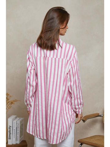 Plume Hemd "Liam" in Weiß/ Pink