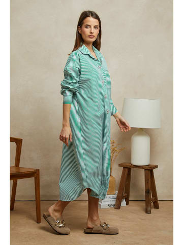 Plume Jurk "Robin" groen/wit