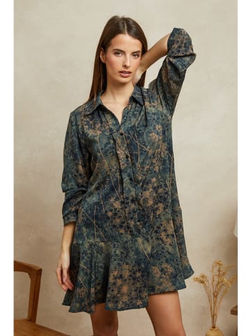 Plume Kleid "Tivee" in Khaki/ Blau