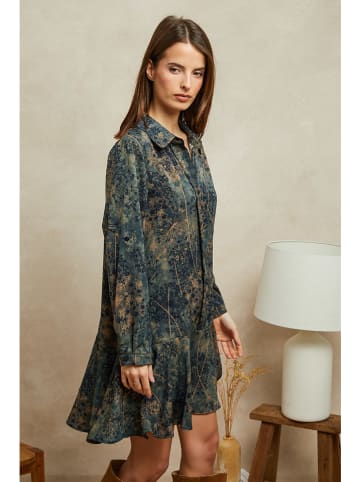 Plume Kleid "Tivee" in Khaki/ Blau
