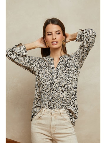 Plume Bluse "Yohel" in Beige/ Schwarz