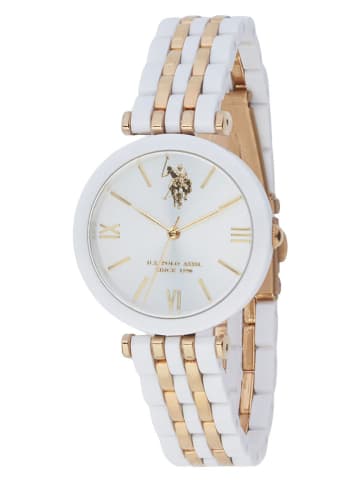 U.S. Polo Assn. Quarzuhr in Gold/ Weiß