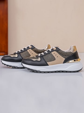 Sixth Sens Sneakers zwart/beige/goudkleurig