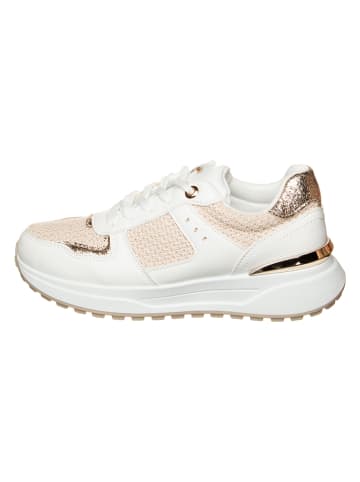 Sixth Sens Sneakers in Weiß/ Beige/ Gold