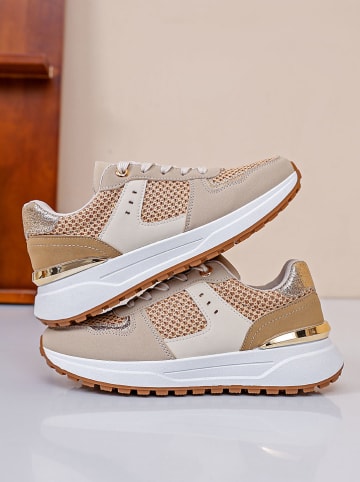 Sixth Sens Sneakers crème/beige/goudkleurig
