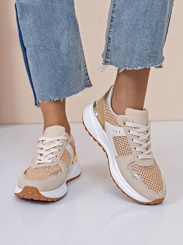 Sixth Sens Sneakers crème/beige/goudkleurig