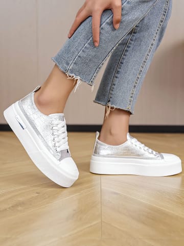 Sixth Sens Sneakers zilverkleurig/wit