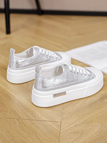 Sixth Sens Sneakersy w kolorze biało-srebrnym
