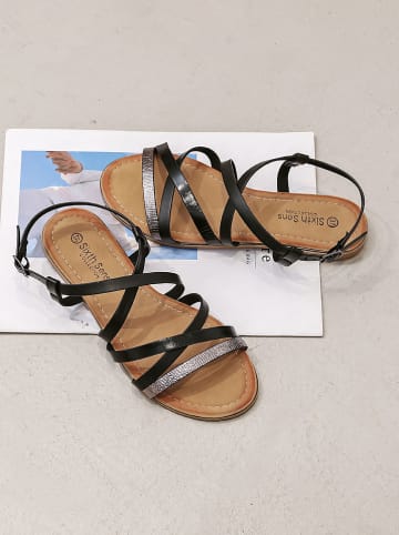 Sixth Sens Sandalen in Schwarz/ Silber