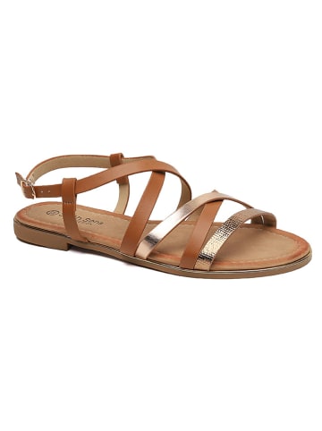 Sixth Sens Sandalen lichtbruin/goudkleurig