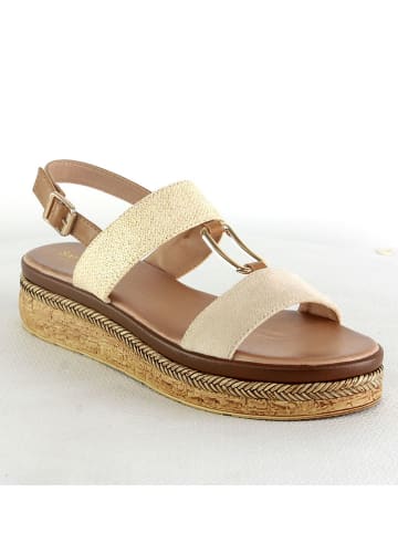 Sixth Sens Keilsandaletten in Creme/ Beige