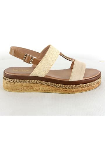 Sixth Sens Keilsandaletten in Creme/ Beige