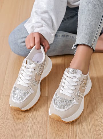 Sixth Sens Sneakersy w kolorze biało-beżowo-złotym