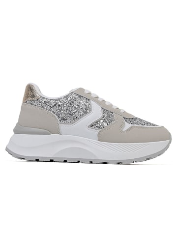 Sixth Sens Sneakers in Beige/ Weiß/ Silber