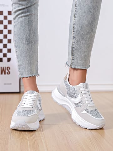 Sixth Sens Sneakersy w kolorze srebrno-beżowo-białym