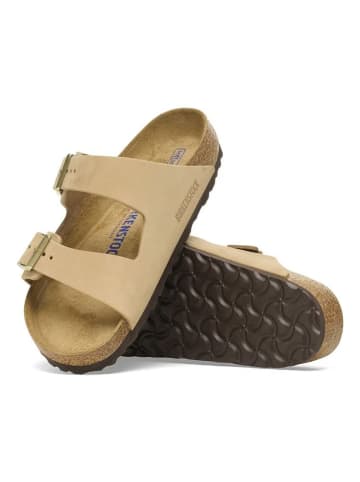 Birkenstock Leder-Pantoletten "Arizona" in Beige - Weite N