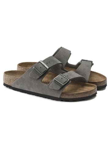 Birkenstock Leren slippers "Arizona" grijs - wijdte N