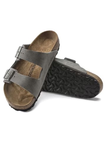 Birkenstock Leren slippers "Arizona" grijs - wijdte N