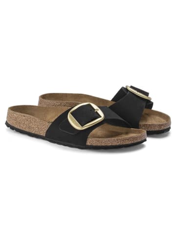 Birkenstock Leder-Pantoletten "Madrid" in Schwarz - Weite S