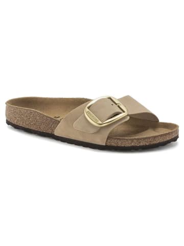 Birkenstock Leder-Pantoletten "Madrid" in Beige - Weite S