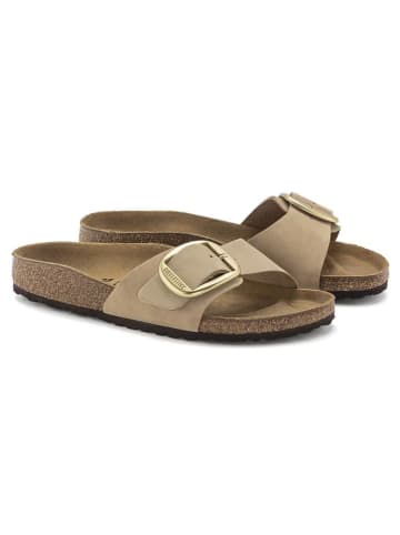 Birkenstock Leder-Pantoletten "Madrid" in Beige - Weite S