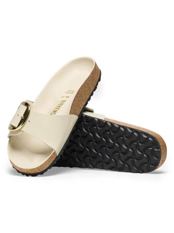 Birkenstock Leder-Pantoletten "Madrid" in Creme - Weite S
