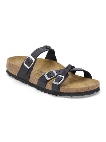 Birkenstock Leder-Pantoletten "Arizona" in Schwarz - Weite S