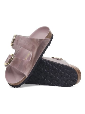 Birkenstock Leder-Pantoletten "Arizona" in Rosa - Weite S