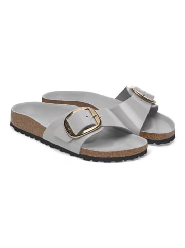 Birkenstock Leder-Pantoletten "Madrid" in Grau - Weite S